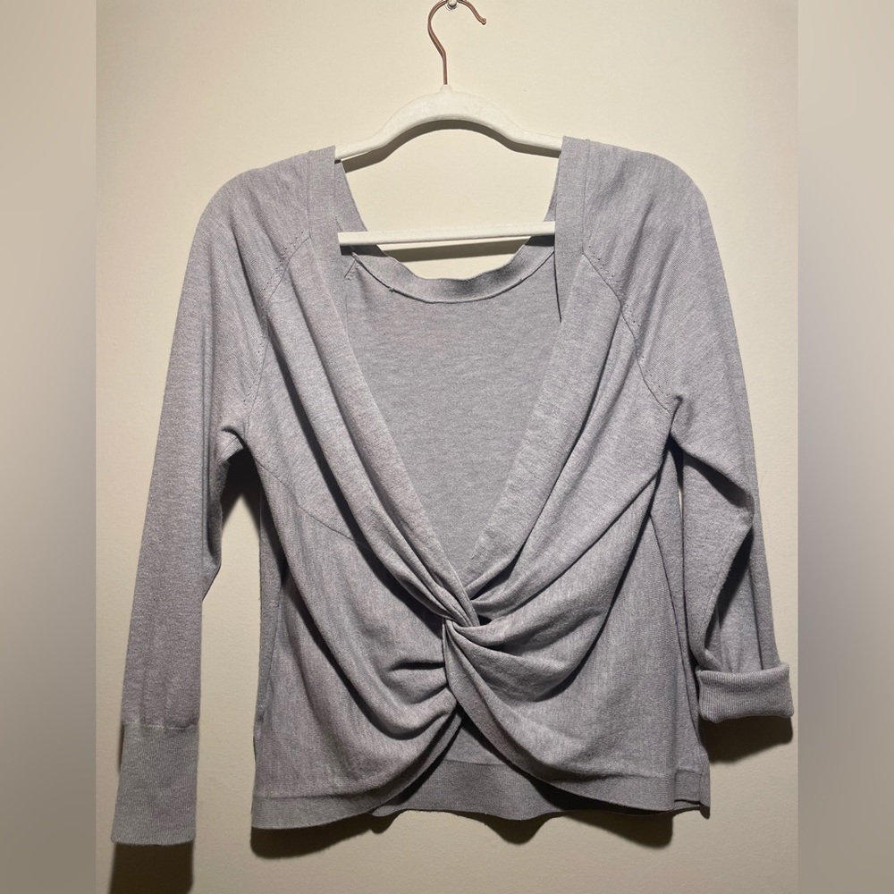 Victoria Secret Sweater, Size small. Grey with open back.